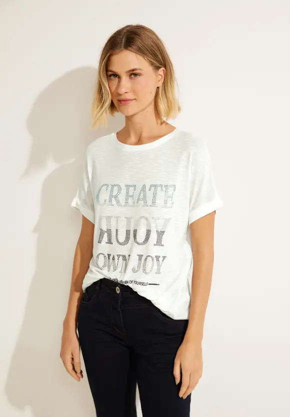 CECIL Shirt mit Steinchen Wording