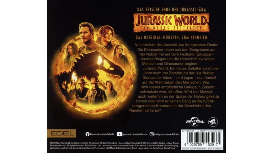 Hörspiel zum 3.Kinofilm Jurassic World-Neues Zeitalter