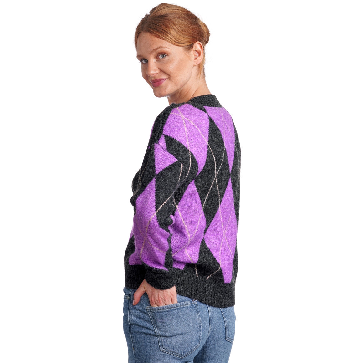 Damen Strickpullover mit Rauten-Allover