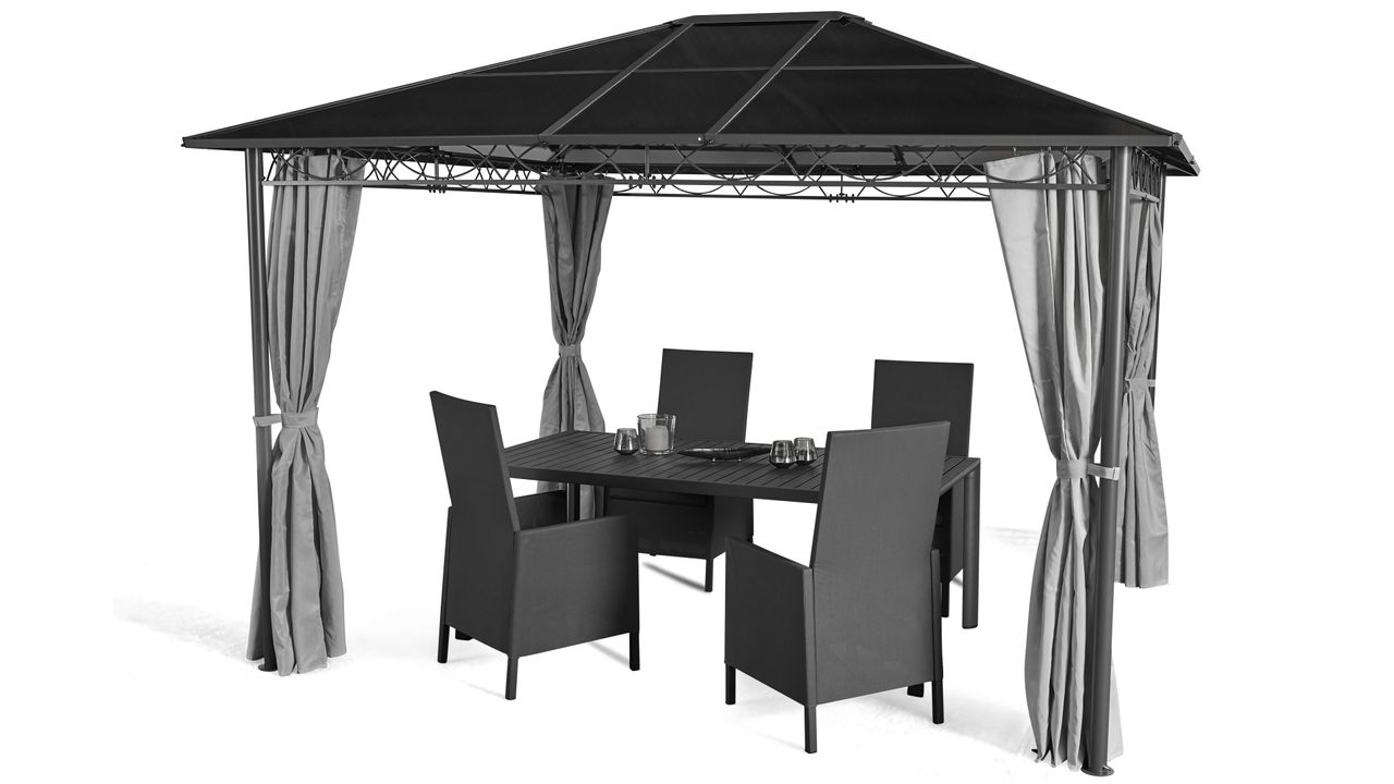 Grasekamp Hardtop Pavillon Meran 3x3,6m mit Seitenteile Doppelstegplatten Hohlkammer Polycarbonat