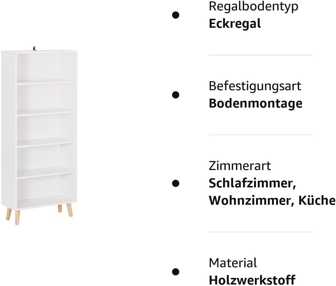 Woltu Bücherregal, 1-tlg., Standregal Raumteiler mit 5 Fächern Aktenregal