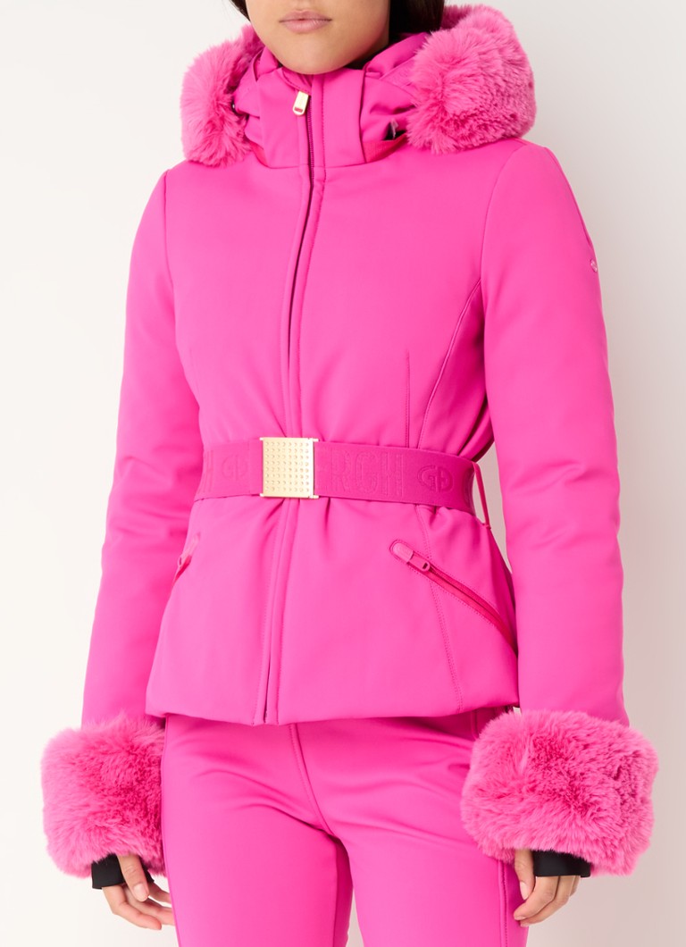 Veste de ski softshell Goldbergh Giselle avec fausse fourrure et ceinture amovibles