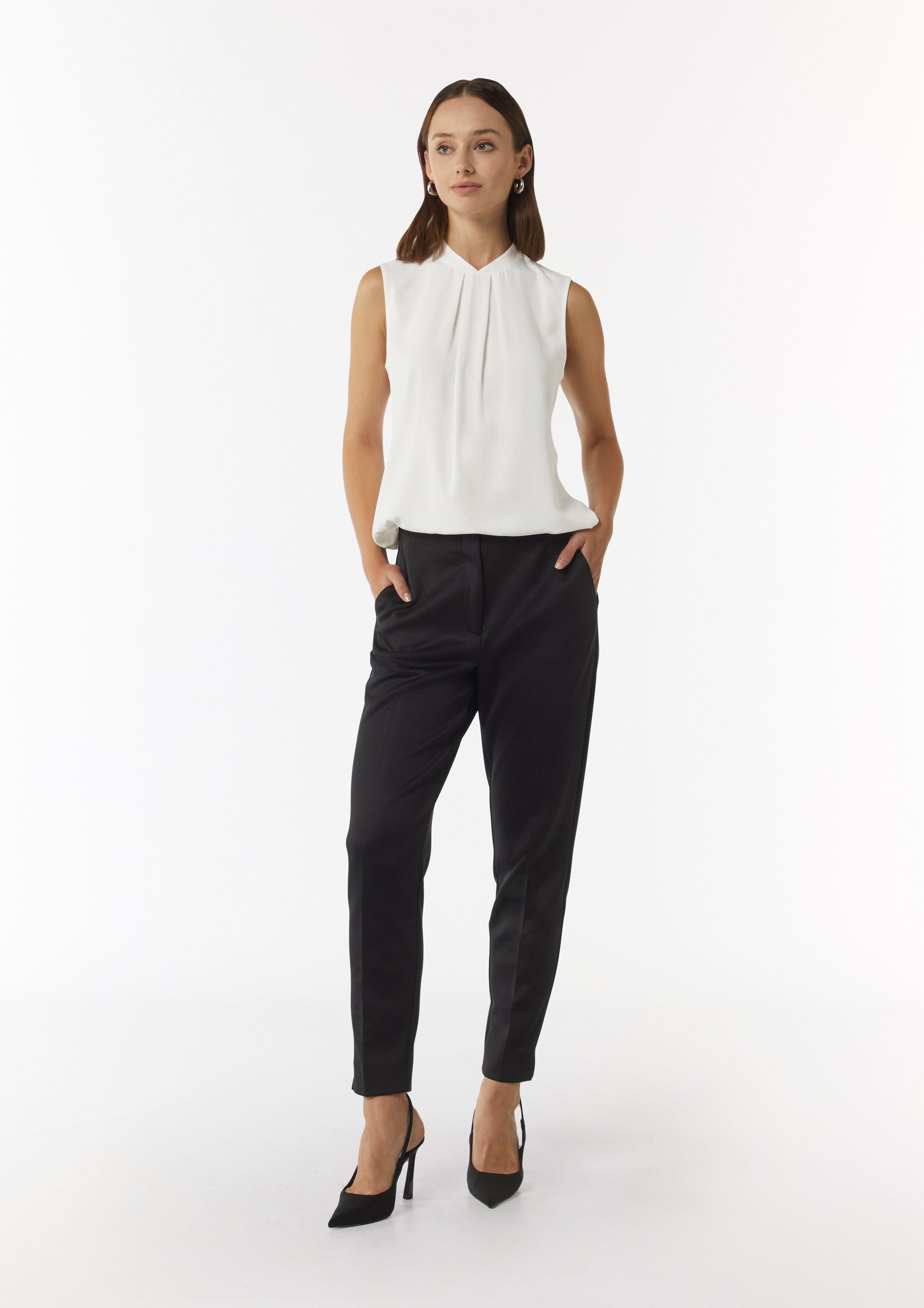 Bluse aus Viskose-Crêpe mit Faltendetails - weiß