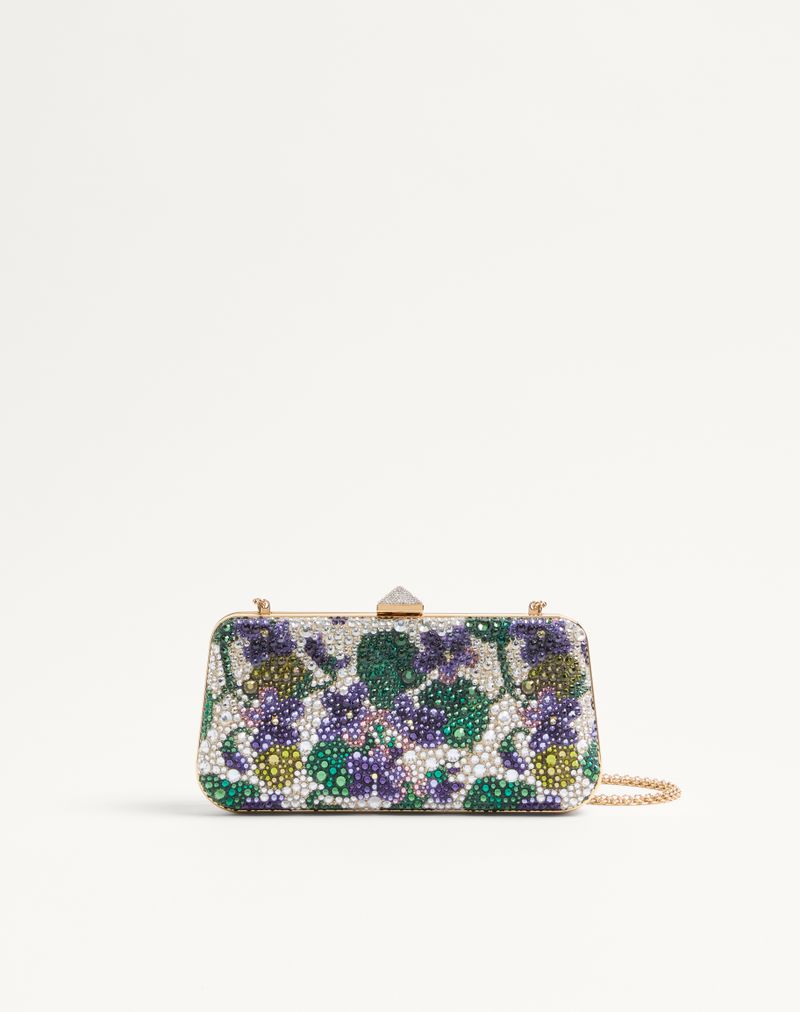 Carry Secrets Minaudière com Strass e Motivo Floral