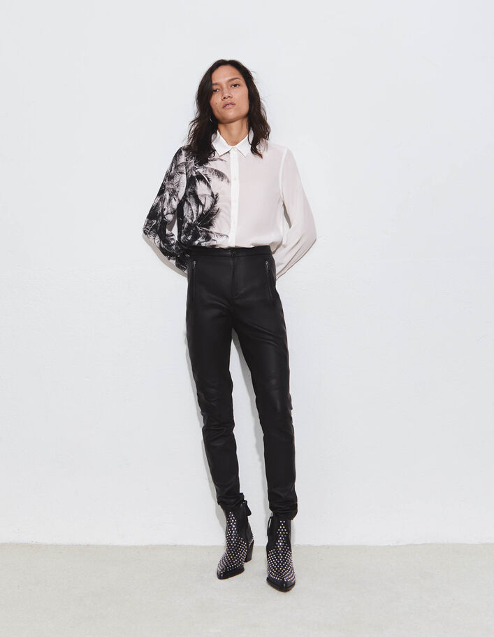 Pure Edition slim en cuir noir avec poches zippées femme