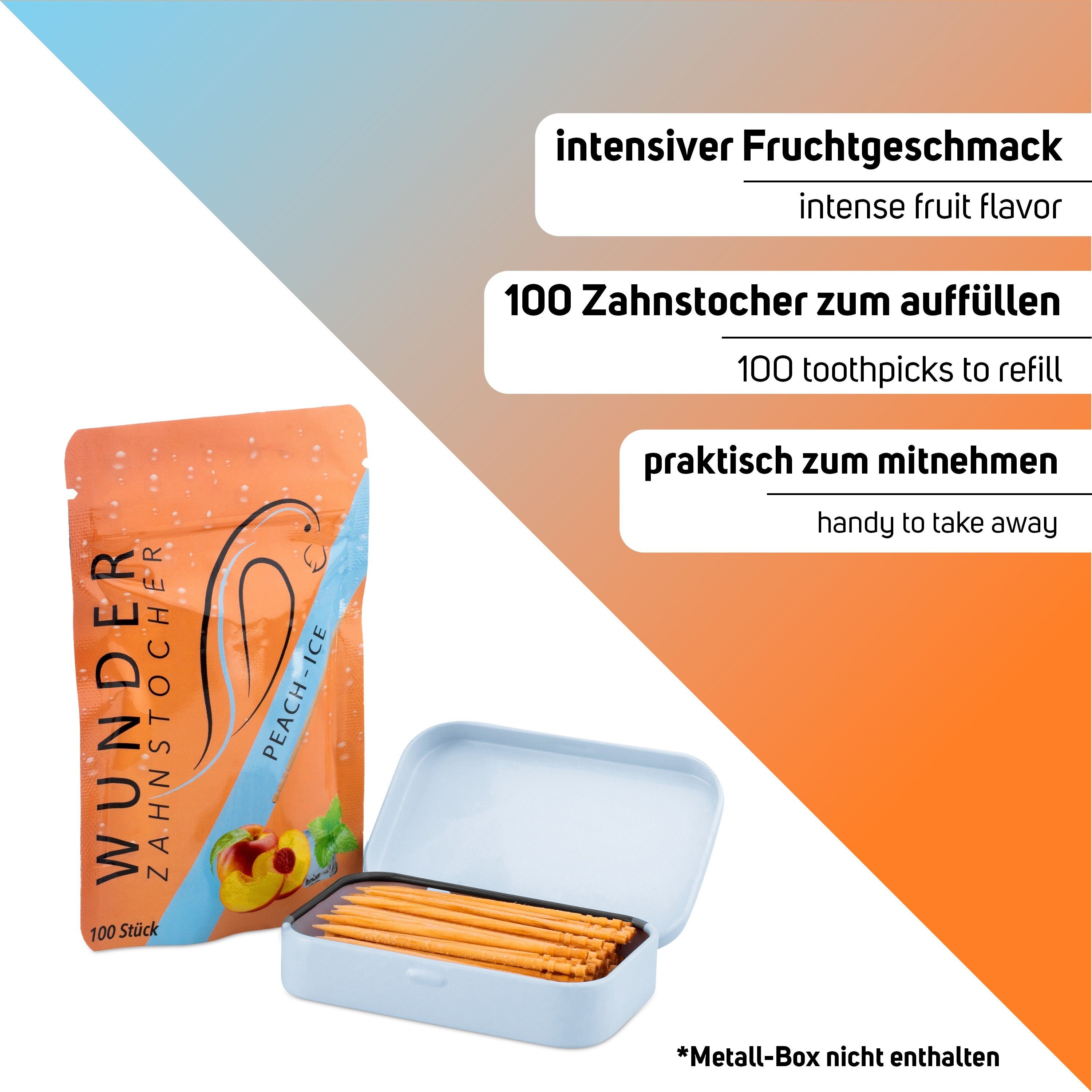Wunder Zahnstocher Mundpflegecenter Wunder Zahnstocher mit Geschmack - Refill Pack - Pfirsich/Ice