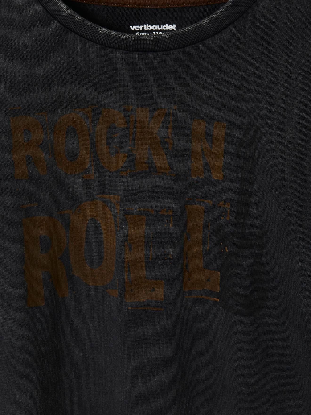 T-shirt garçon motif guitare effet vintage anthracite