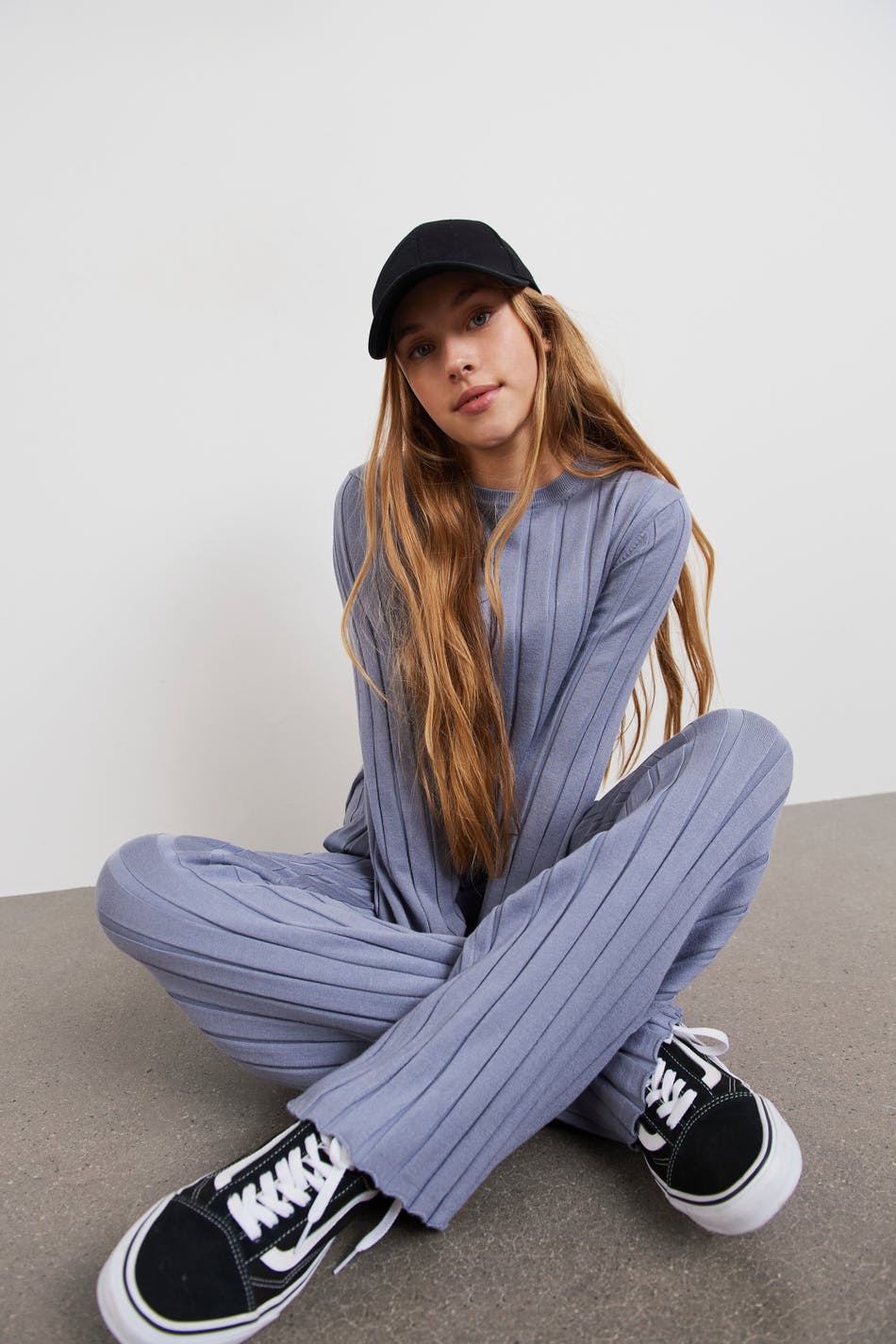 Y knitted rib trousers