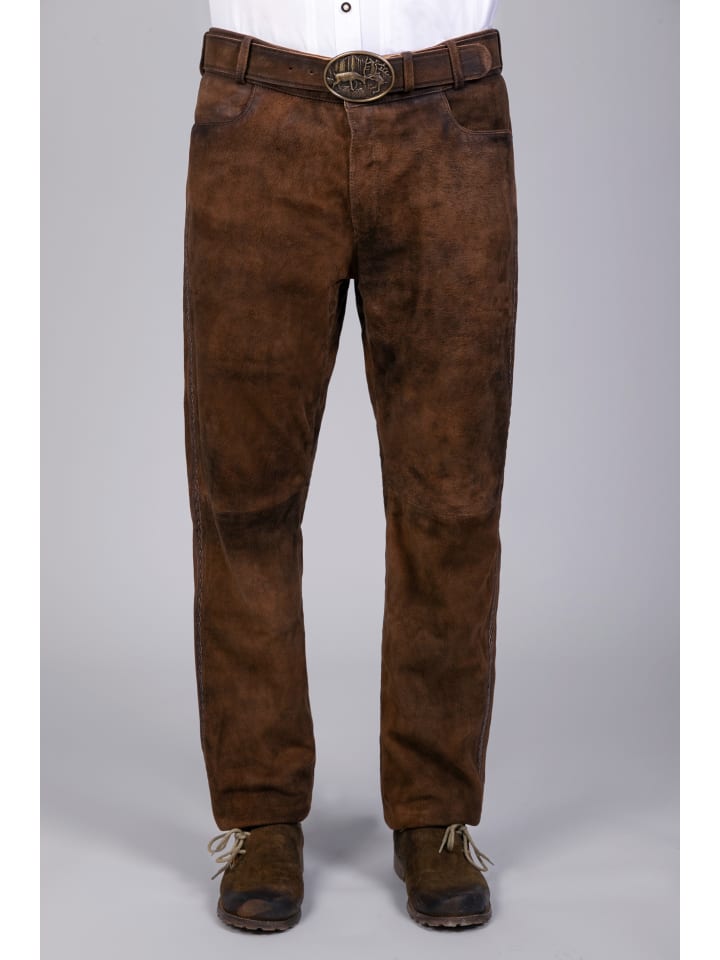 Edelnice Lederhose in dunkelbraun günstig kaufen