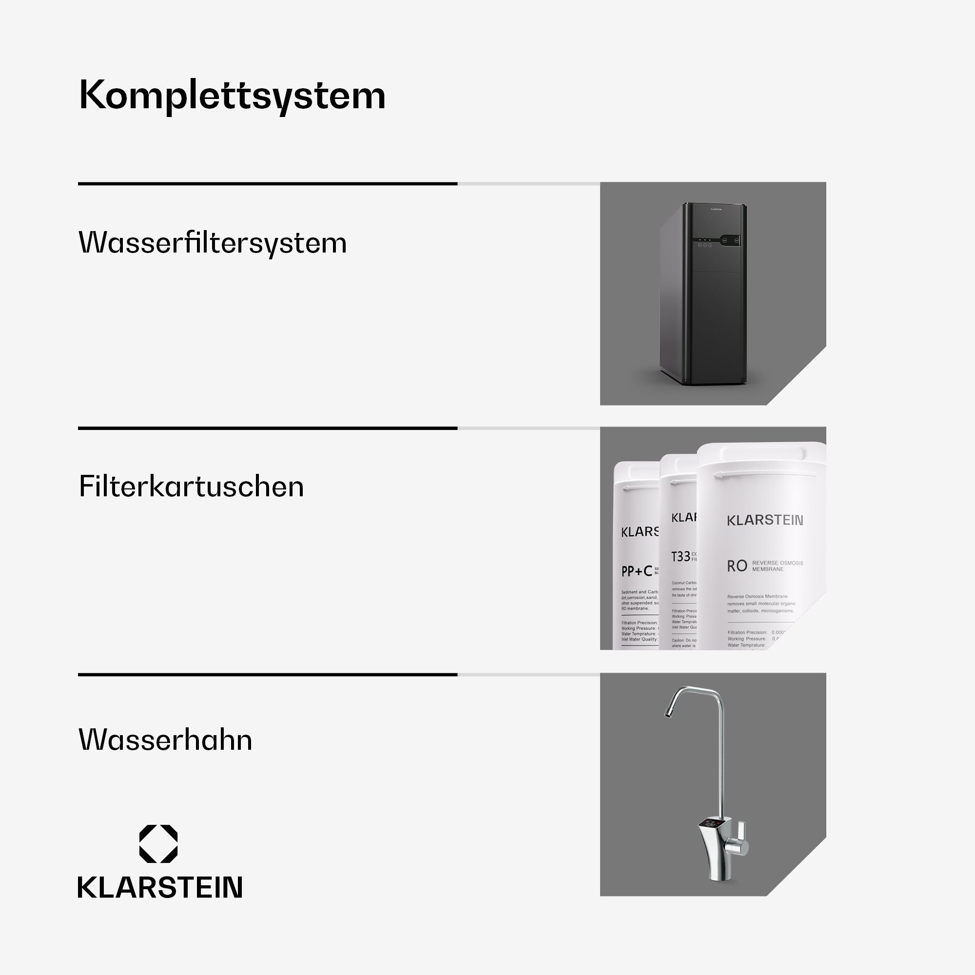 Klarstein Wasserfilter PureFina 600 Wasserfiltersystem, Zubehör für PureFina 600, RO-Filter Wasserfilter maschine Wasserhahn Home Office