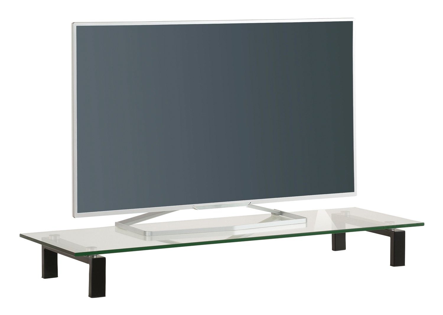 Maja Möbel TV-Aufsatz, Schwarz, Transparent, Platte aus Sicherheitsglas, Metallgestell, Belastbar bis 45 kg, B 110 x H 13 x T 35 cm