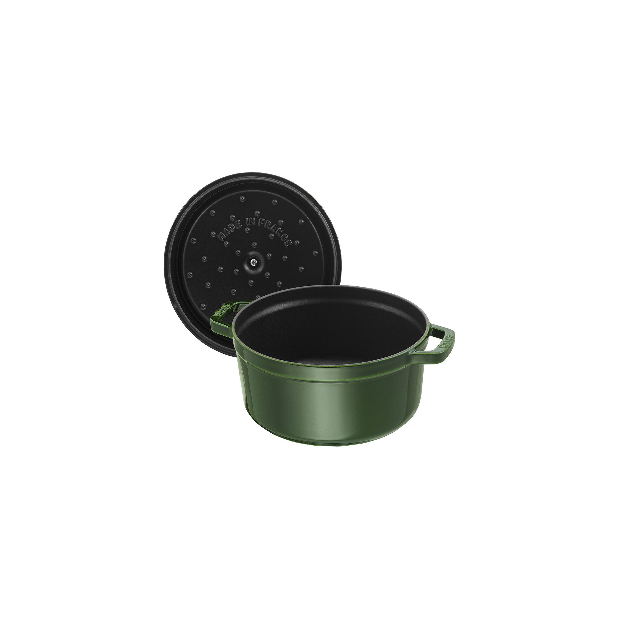 Cocotte 22 cm, rund, Basilikum-Grün, Gusseisen