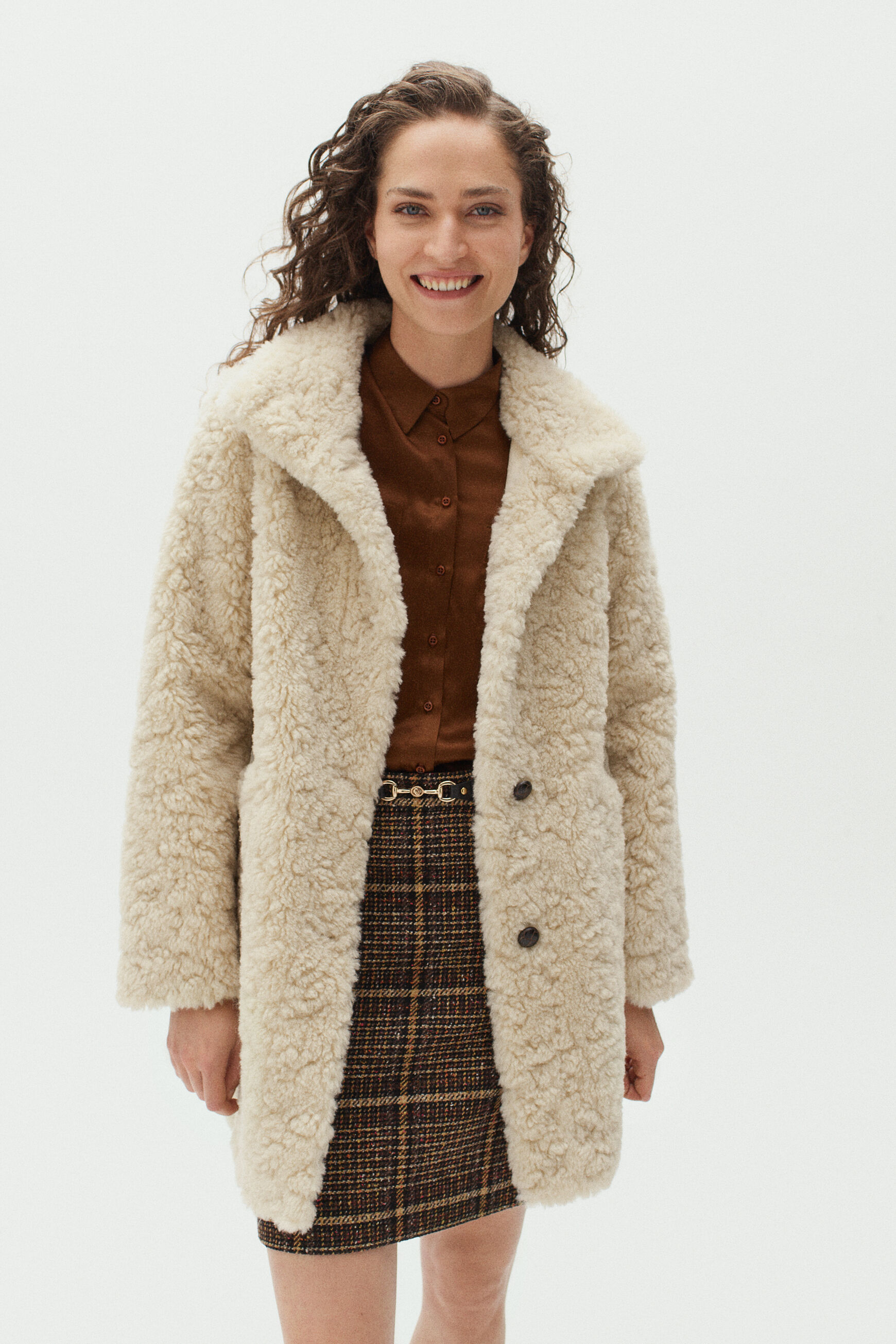 manteau agrid ivoire femme