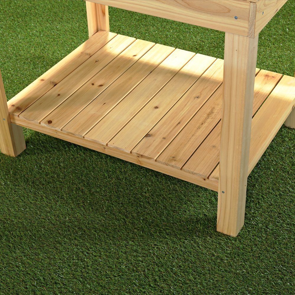 Melko Hochbeet Gartenbeet Hochbeet mit 4 Fächer aus Holz für Indoor & Outdoor 80x60x80 cm Blumenständer Pflanzkasten Pflanztisch Gemüsebeet Gärtnertisch (Stück), Mit Ablage