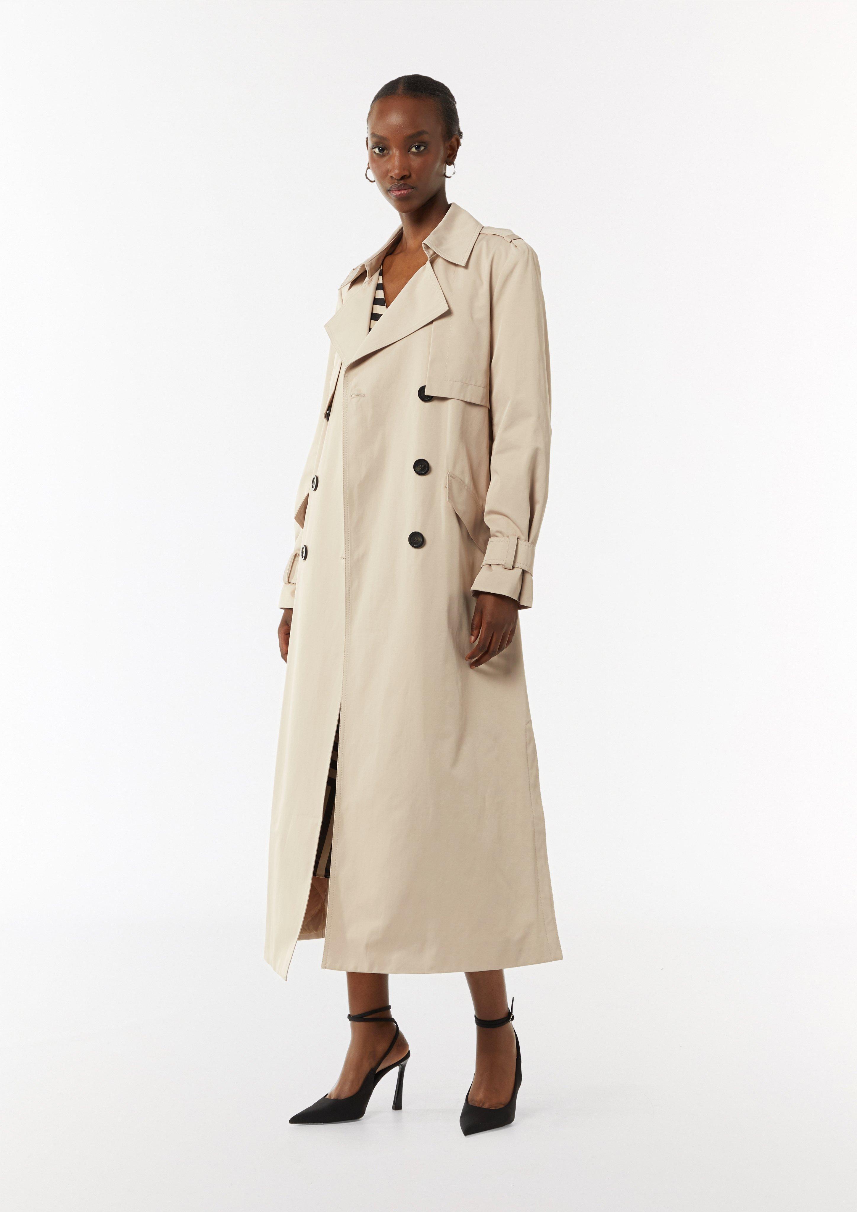 Langer Trenchcoat aus Baumwollmix - beige