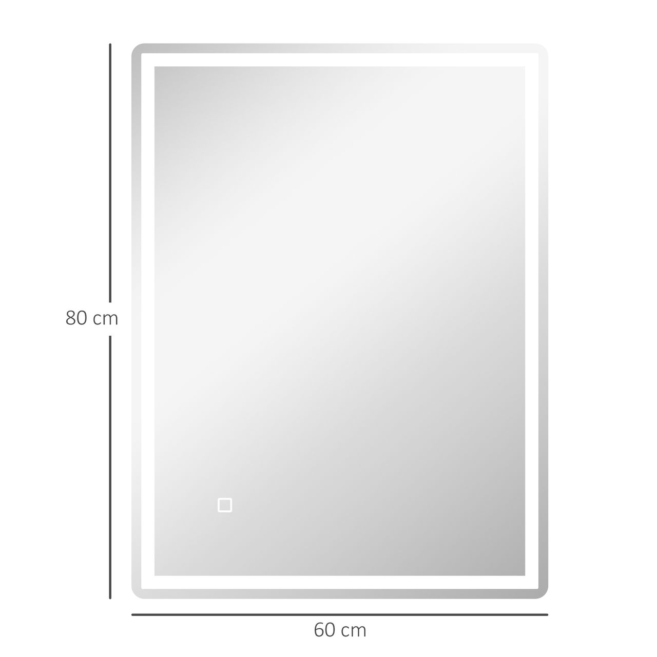 HOMCOM Badspiegel Dimmbar Badezimmerspiegel, Lichtspiegel mit Touchschalter IP44