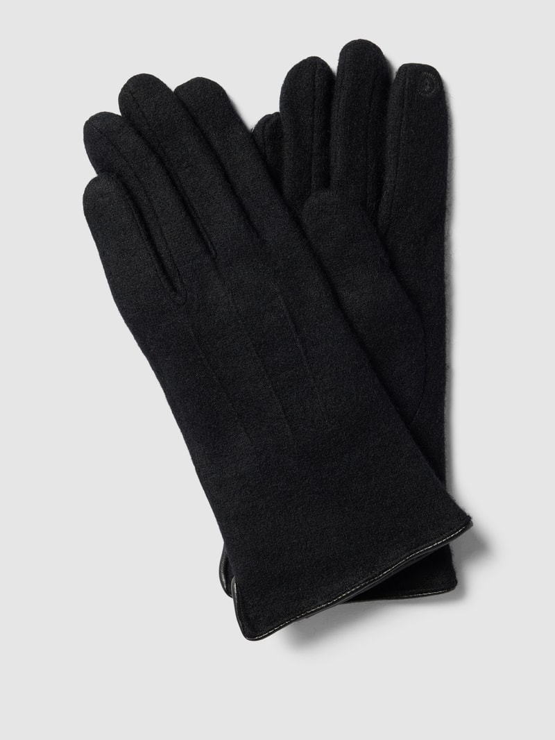 Handschuhe mit Motiv-Stitching in schwarz