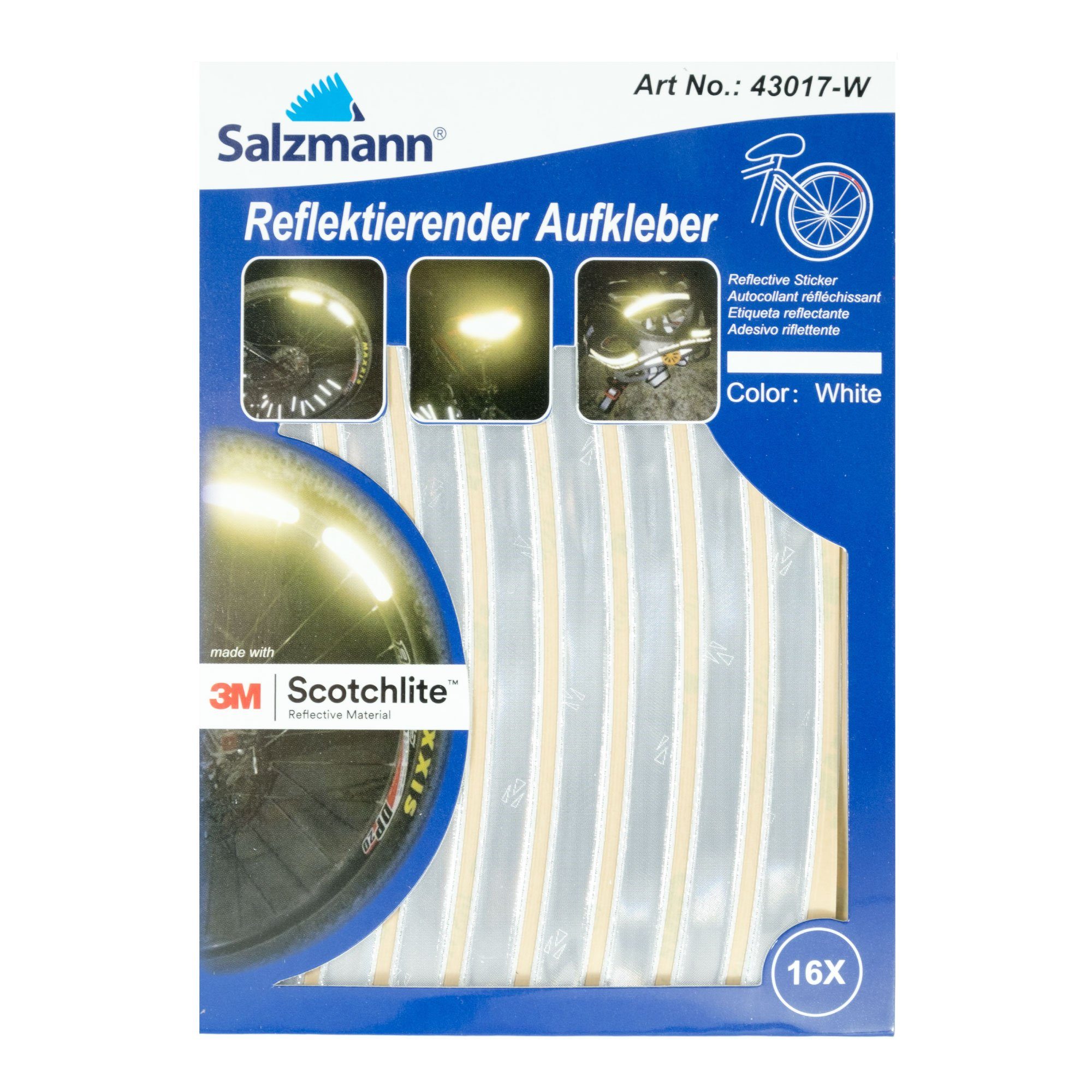 Salzmann Fahrradreflektor 3M Reflektierende Aufkleber - Sticker für Taschen, Kinderwagen, Helme, (16 St)