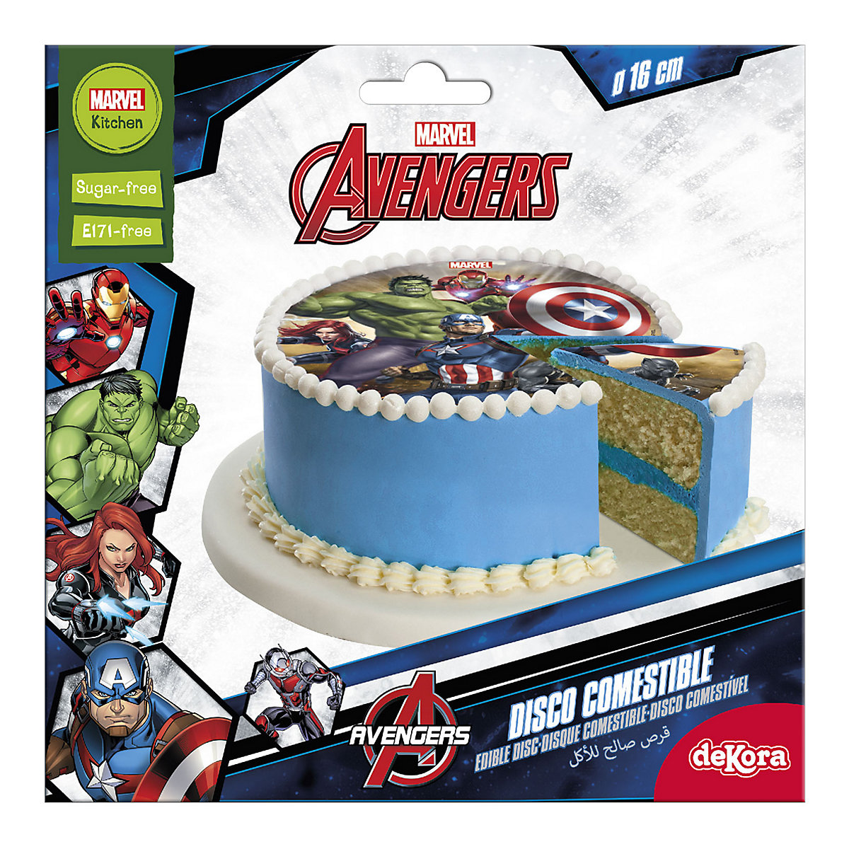 Essbare Tortenaufleger Avengers Hulk Captain America 16cm