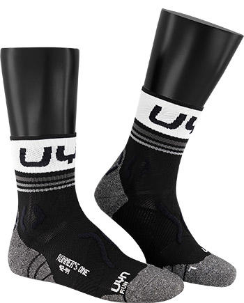 UYN, Socken Running, Mikrofaser atmungsaktiv, schwarz-weiß