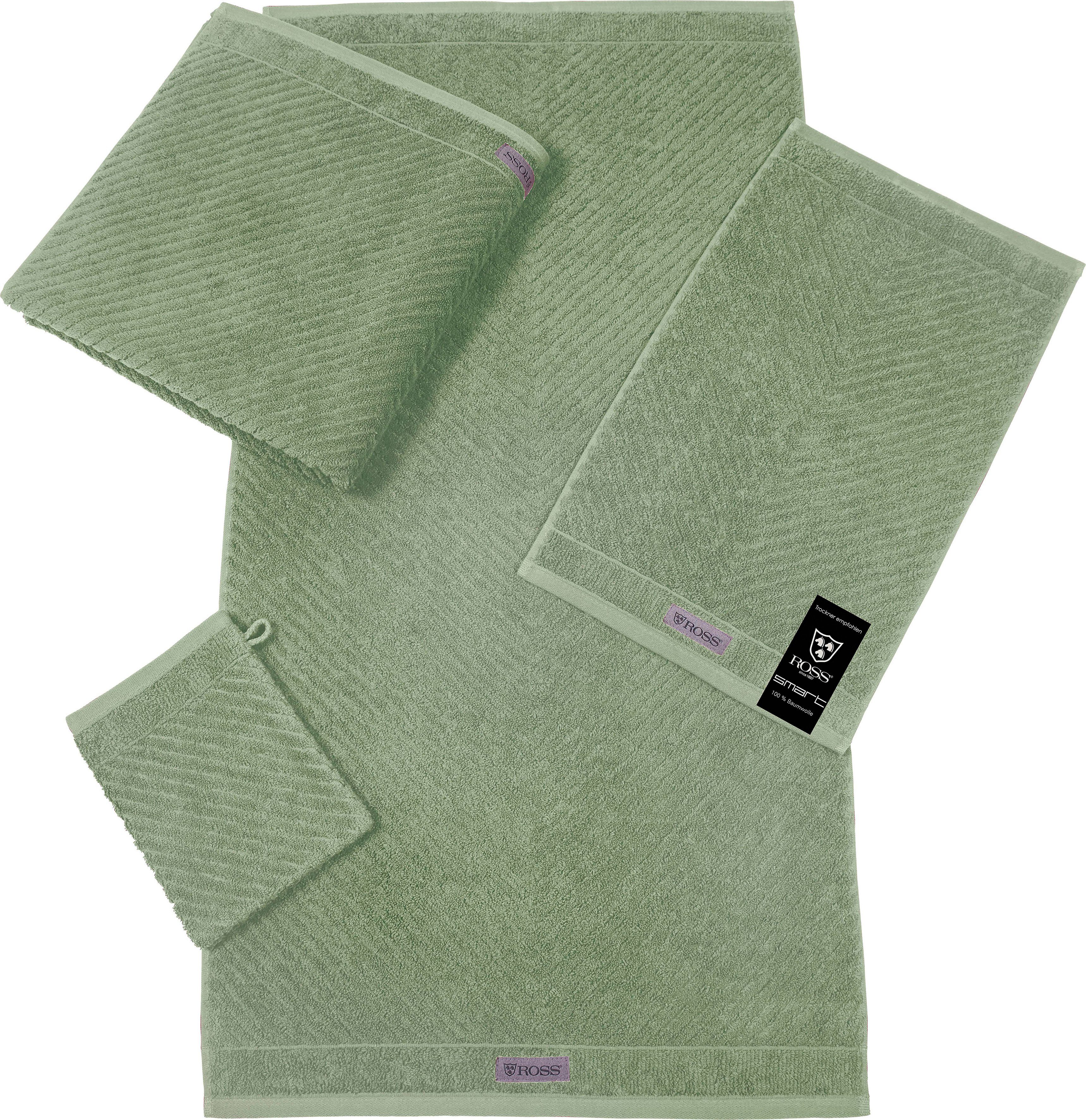 ROSS Duschtuch Smart, Frottier (1-St), Uni-Rippe mit Velourslabel