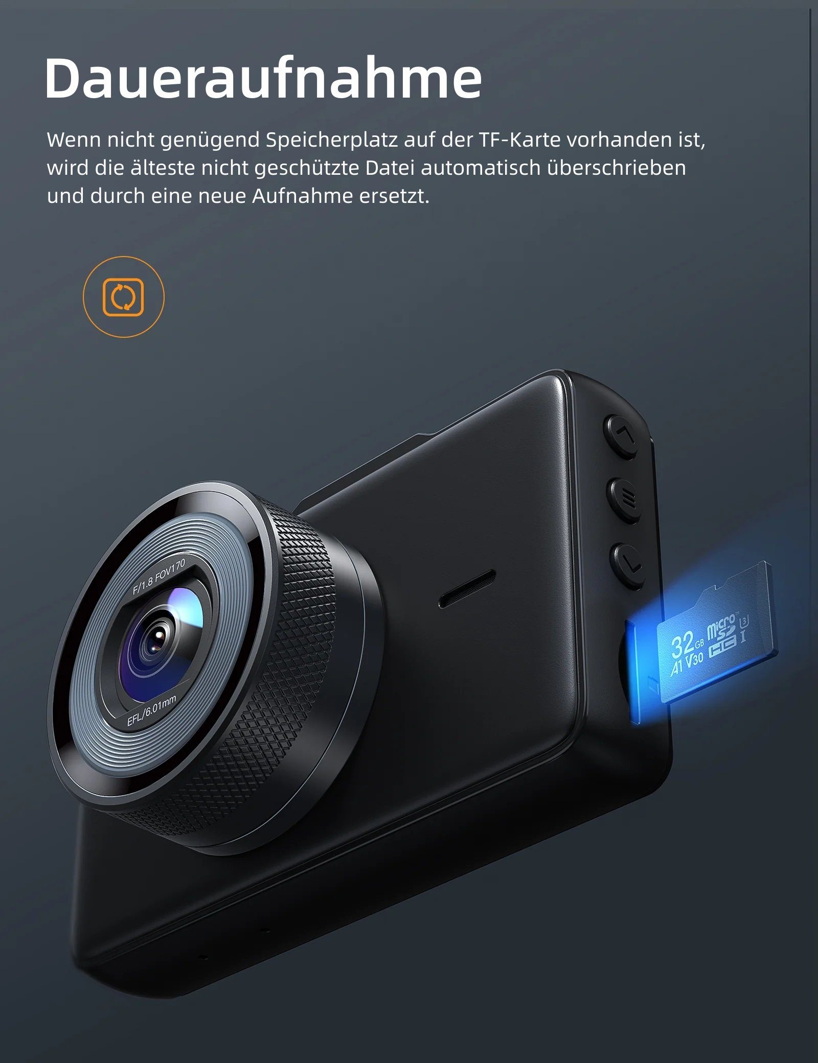 Apeman C450A Full HD 1080P Dashcam (Full HD, Nachtsicht, 3-Zoll-LCD-Bildschirm, 170° Ultraweitwinkel, G-Sensoren)