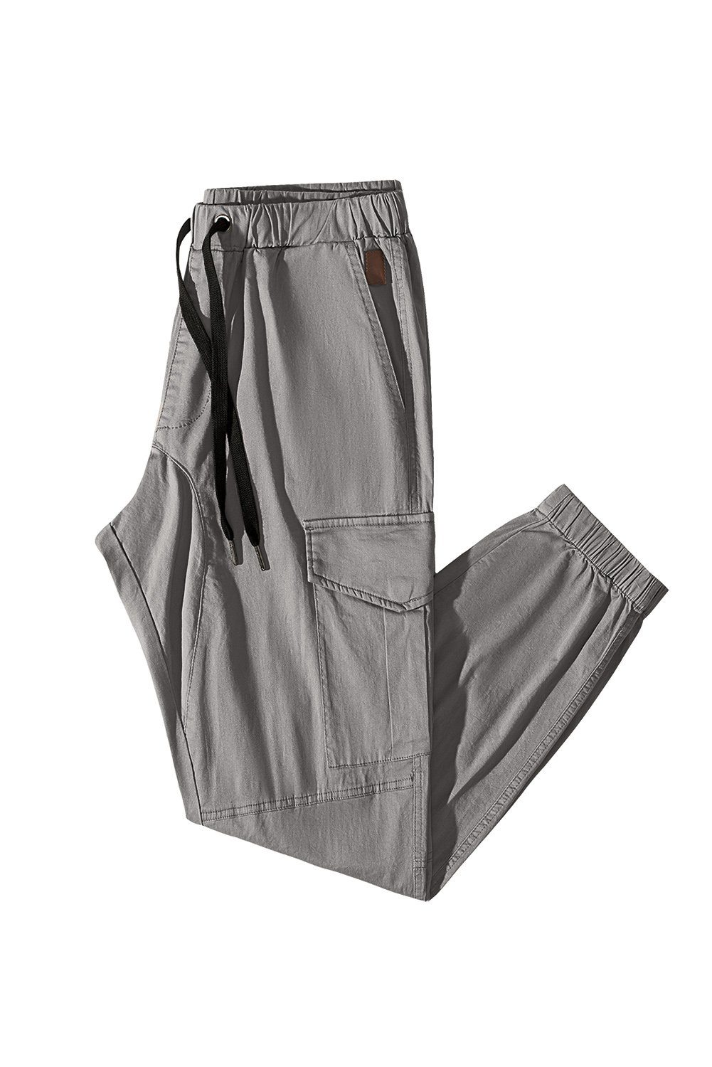 JMIERR Cargohose Cargohose Herren Baumwolle Chino Hose Jogginghose für Männe 32-40 (mit Bindegürtel, cargohose) in Unifarbe, Elastikbund mit Tunnelzug