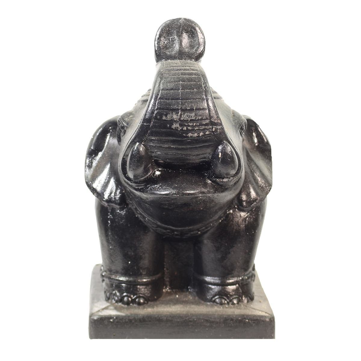 Oriental Galerie Sonnenschirm Schirmständer in Elefantenform mit Eisenrohr Schwarz, Handarbeit