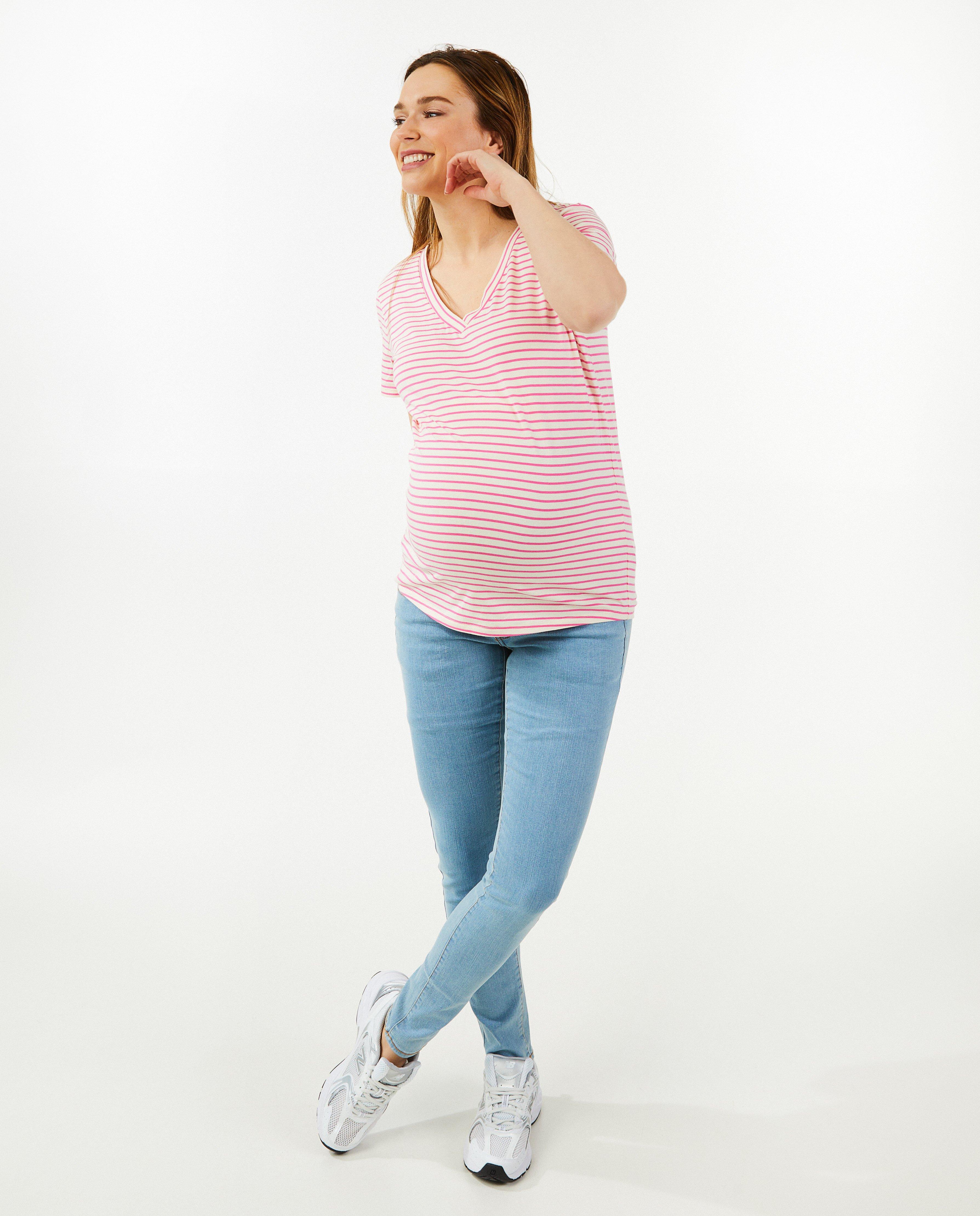 Blugi gravide Atelier Maman Blue, croială skinny, albastru deschis