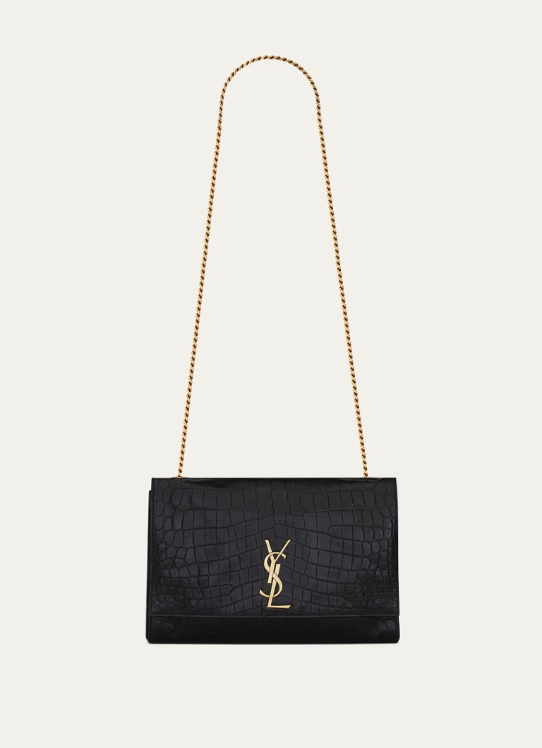 Saint Laurent Kate Medium - Käännettävä vasikannahkainen olkalaukku krokotiilikuvioinnilla