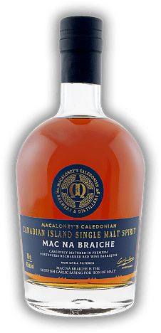 Macaloney's Caledonian Mac Na Braiche Canadian Island Single Malt Spirit Macaloney's Caledonian Mac Na Braiche Canadian Island Single Malt Spirit Fassgelagerter Rohbrand. 0,7	 Liter - Vol 46%