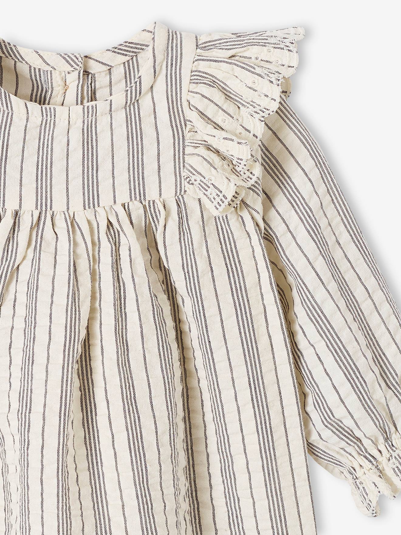 Vertbaudet Mädchen Baby-Set: Kleid, Shorts & Haarband - wollweiß