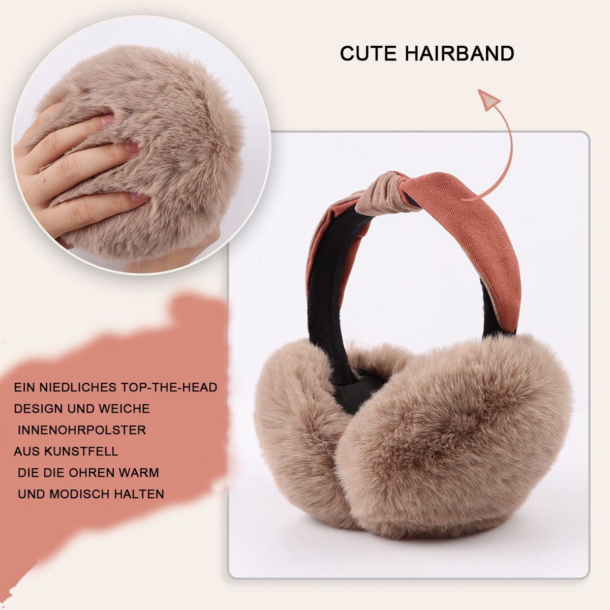 FeelGlad Ohrenwärmer Ohrenwärmer damen Winter Warmer Plüsch für Kaltes Wetter Freesize faltbar