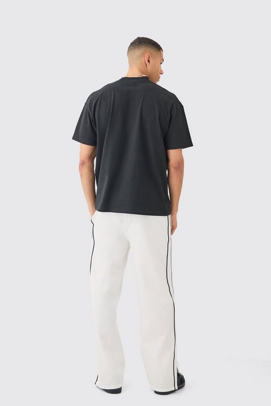 Gerade Hose mit Seitenstreifen und geteiltem Saum