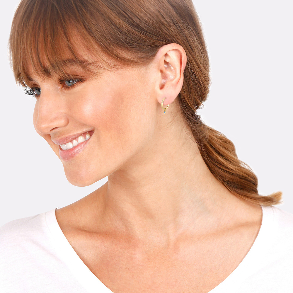 Elli Elli Boucles d'Oreilles Tendance élégante pour femmes créoles avec saphir synthét Boucles d'oreilles
