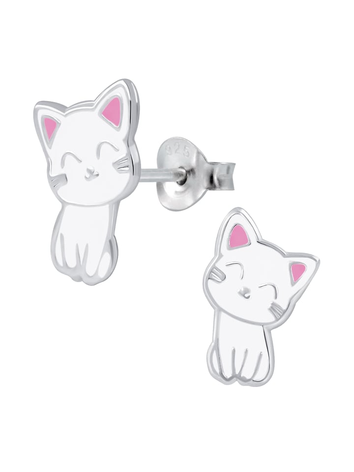 schmuck23 Ohrringe 925 Silber Katze in Weiss günstig kaufen onesize