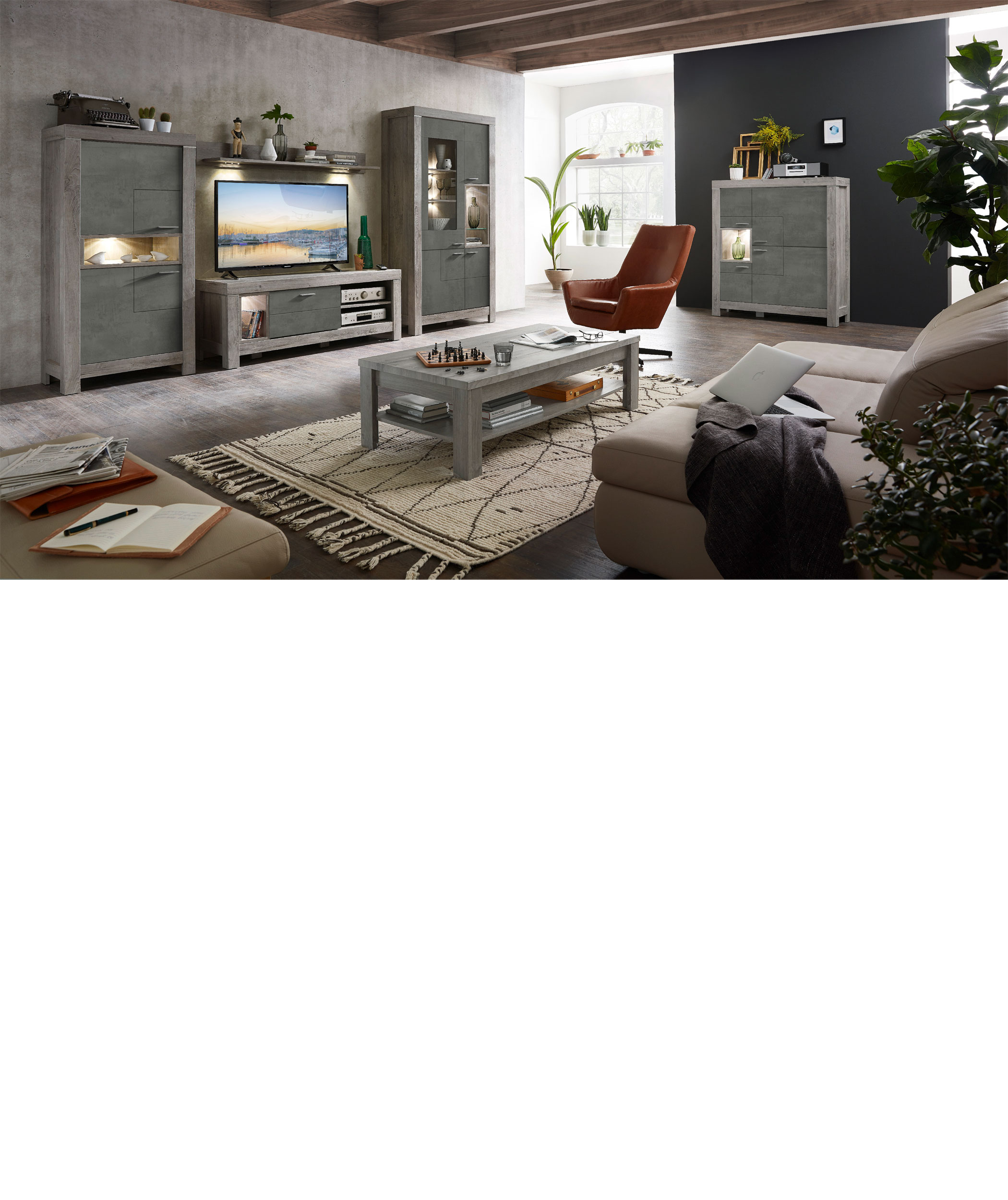 Highboard breit m.Beleucht.