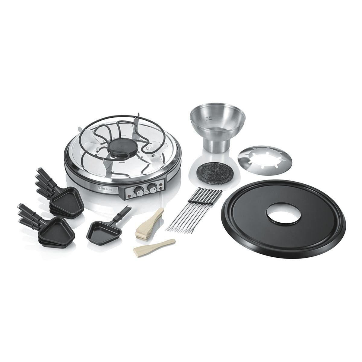 Severin Raclette und Fondue-Set RG 2348, 8 Raclettepfännchen, 1900 W, für bis zu 8 Personen