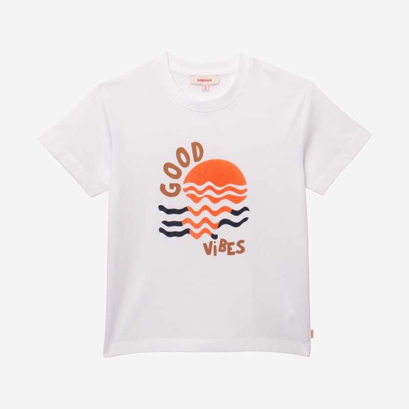 T-shirt garçon flocage velours blanc Catimini