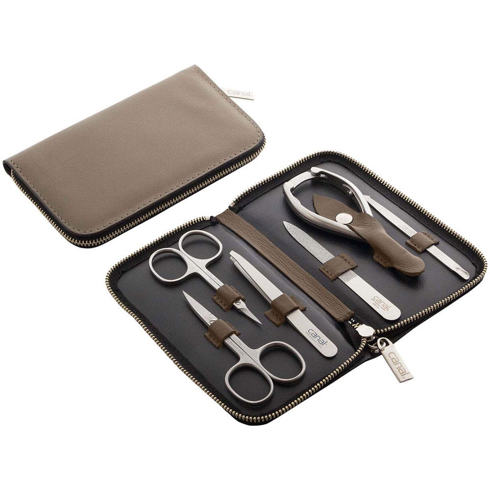Canal RV-Etui aus Nappaleder beige, 6-teilig