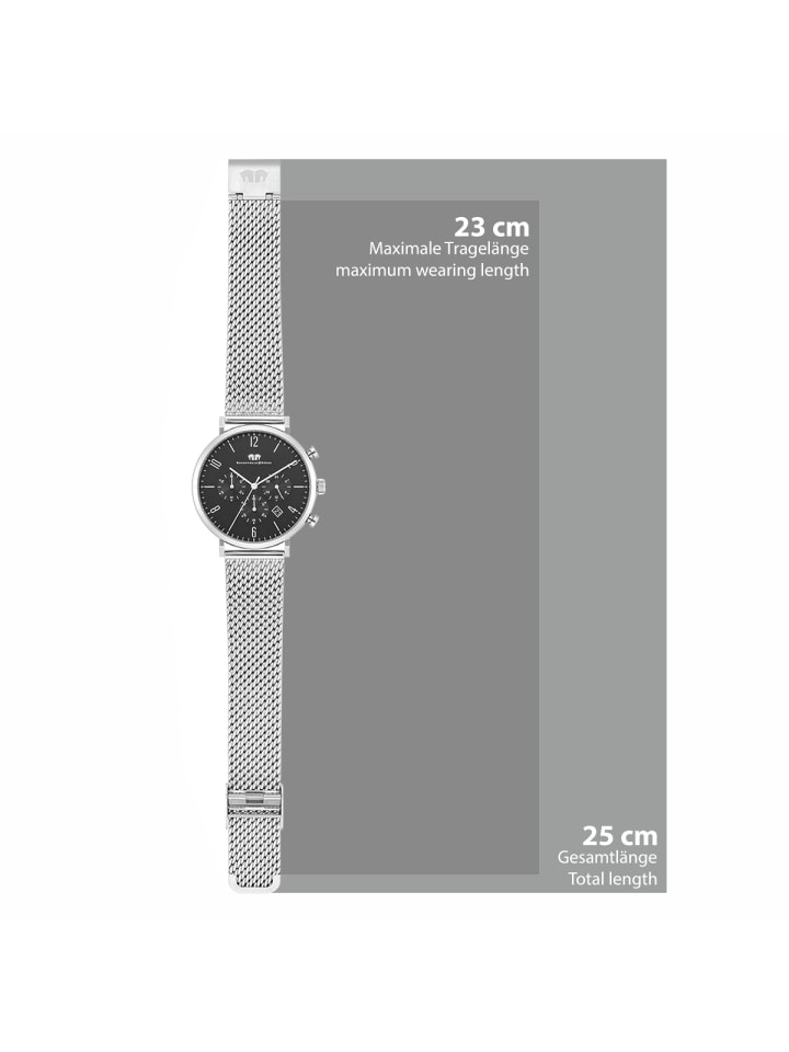 Rhodenwald & Söhne Herren Chronograph silber Edelstahl silber in silber günstig kaufen 21,5 cm