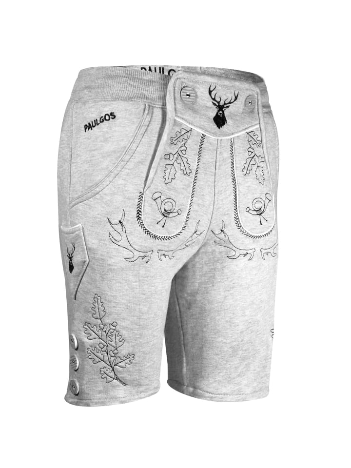 PAULGOS Jogginghose Design Trachten Lederhose Bermuda Shorts Kurz JOK5 in Hellgrau günstig kaufen