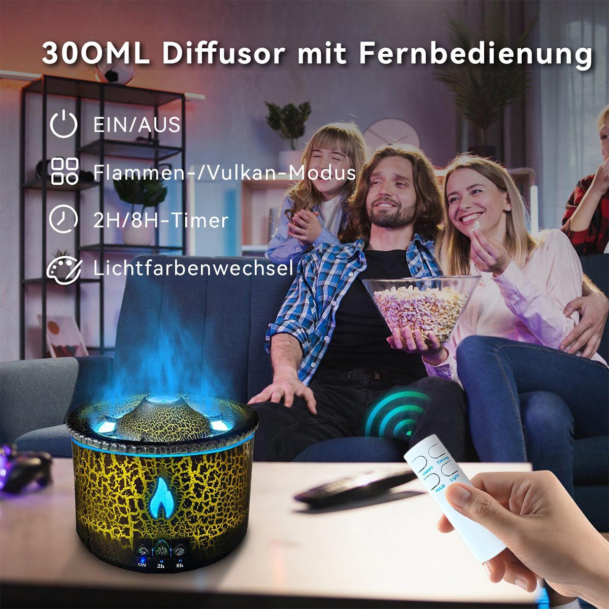 Hikeren Luftbefeuchter Aroma Diffuser mit Nachtlicht,2 Zerstäubungsmodi und Timer,300ml