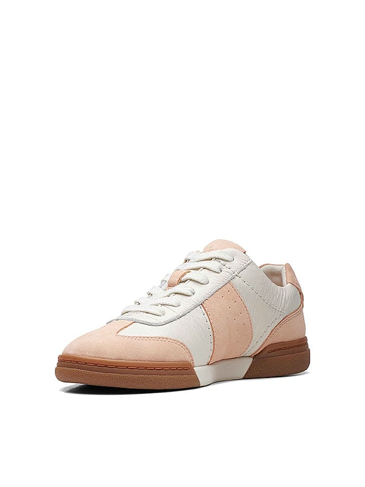 Clarks Leder-Sneakers in Creme/ Orange günstig kaufen 37,5