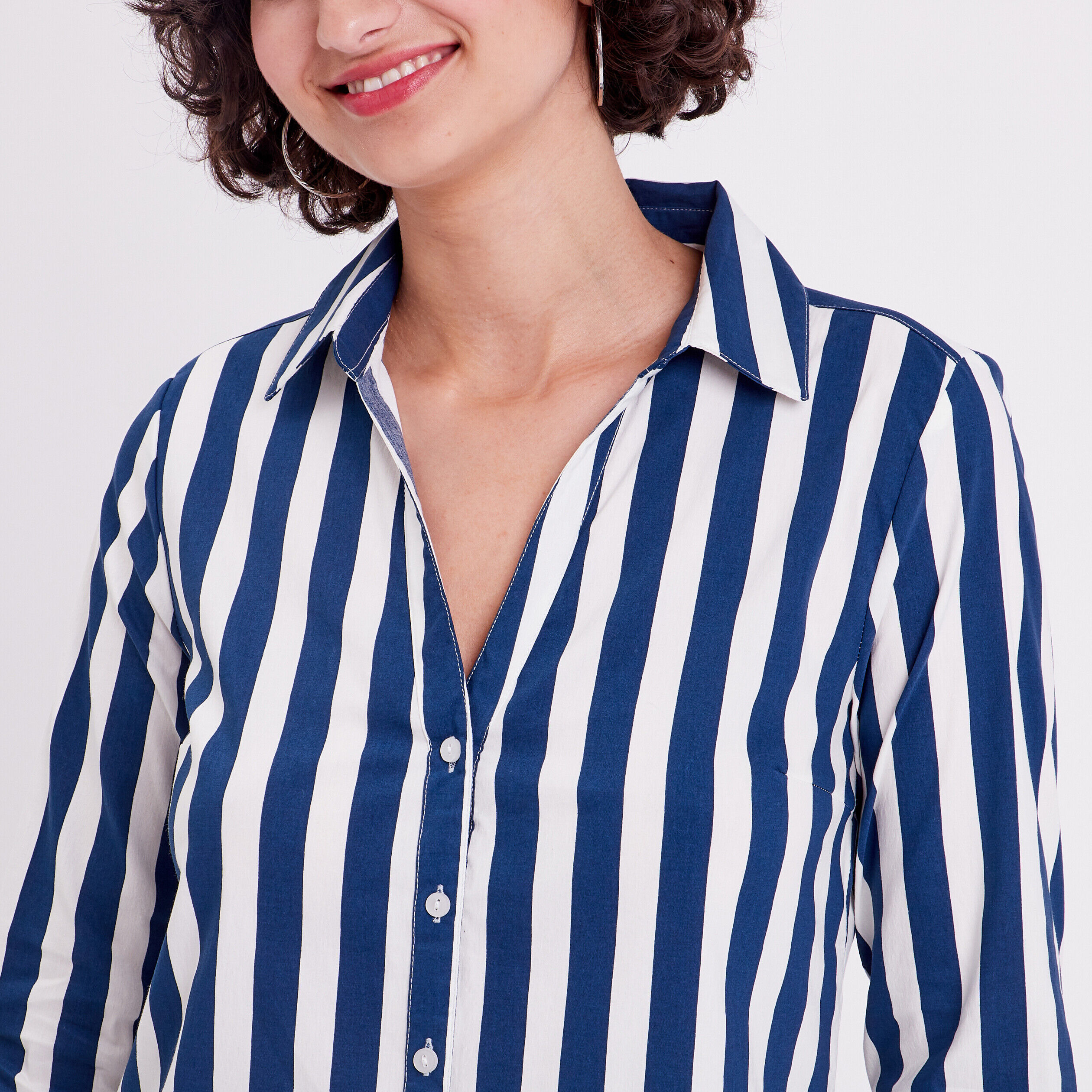 Chemise manches longues bleu marine femme | Cache Cache