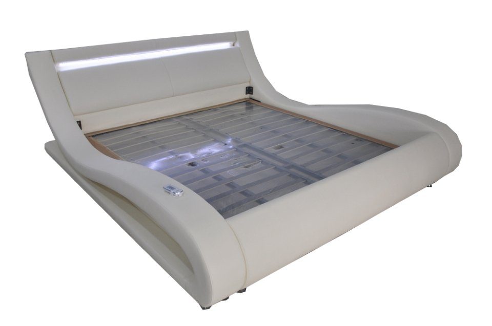 JVmoebel Bett Luxus Leder Design Polster Betten Doppel Modernes Beleuchtet Bett