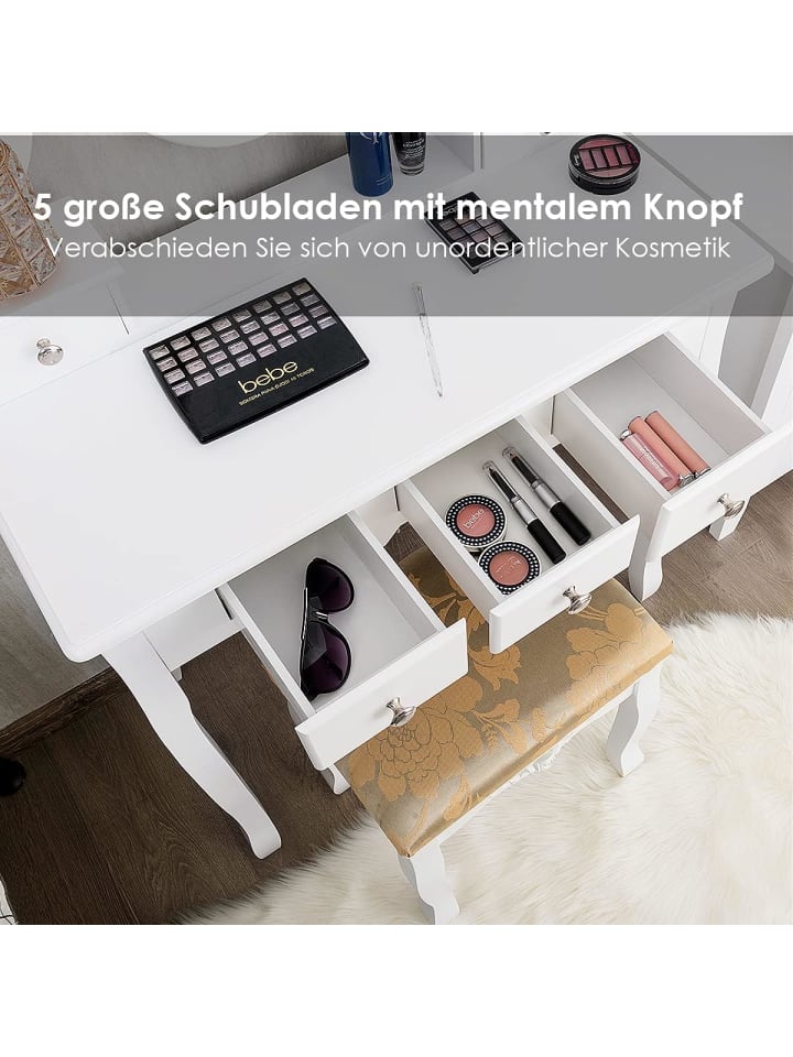 COSTWAY Schminktisch Set in Weiß günstig kaufen onesize