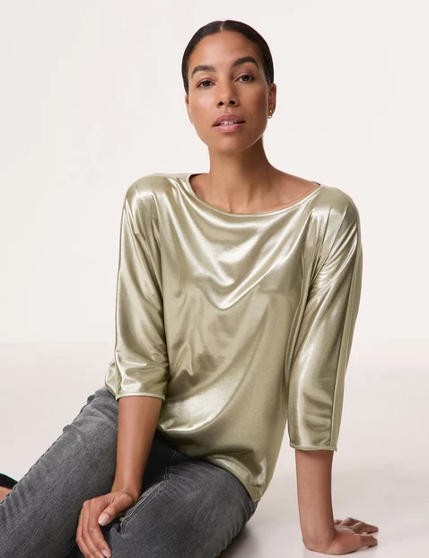 3/4 Arm Shirt mit Metallic-Optik