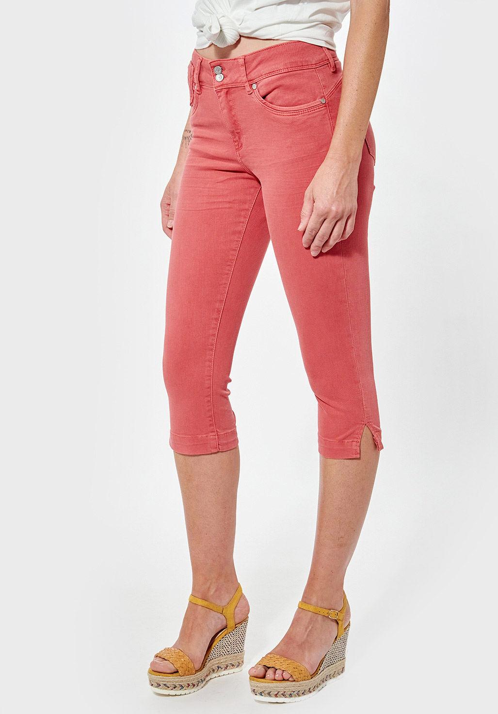 LUO  Pantacourt/corsaire slim rose Femme
