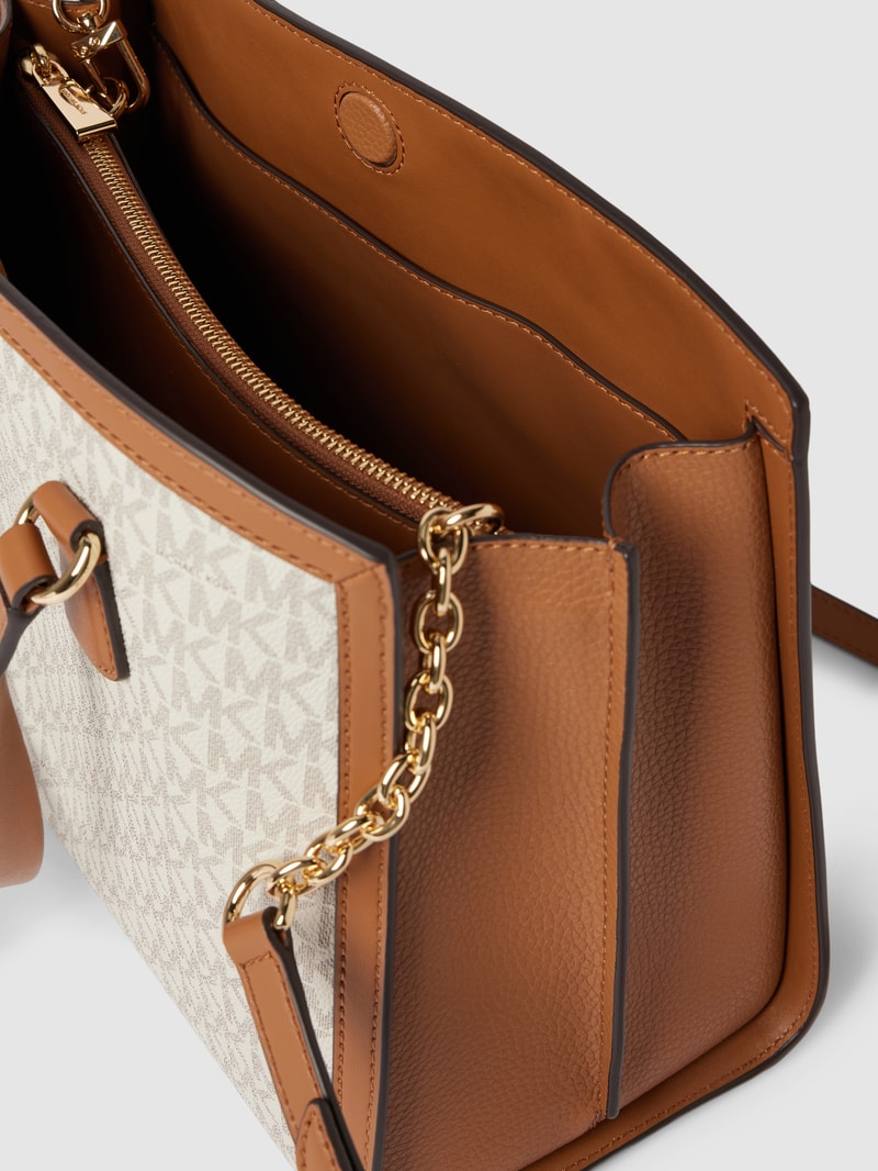 Handtasche mit Allover-Logo Modell 'CHANTAL' in ecru